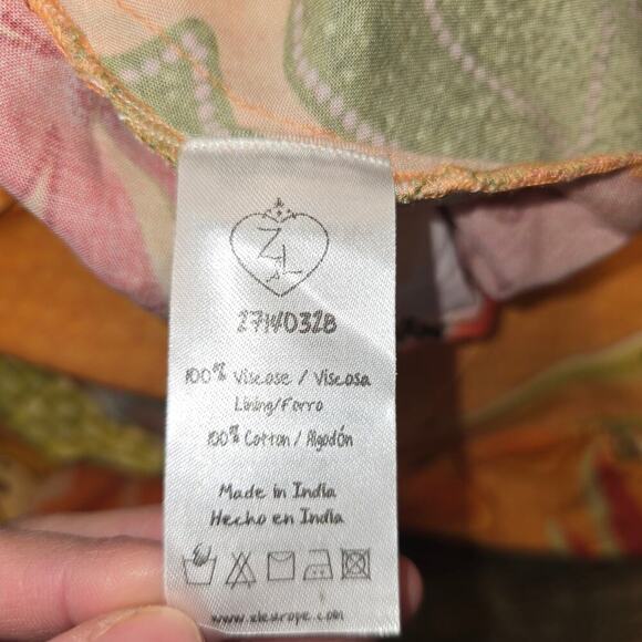 Z&L Orange Delia Boho Print Bubble 3/4 Sleeves Mini Dress Sz Small (0966) - Picture 8 of 9